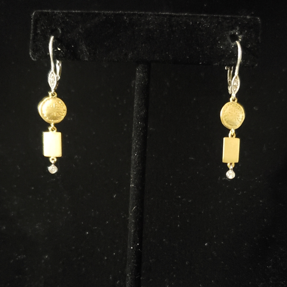 14k white and yellow gold earrings
